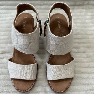 Toms Majorca White Heeled Sandals, size 6